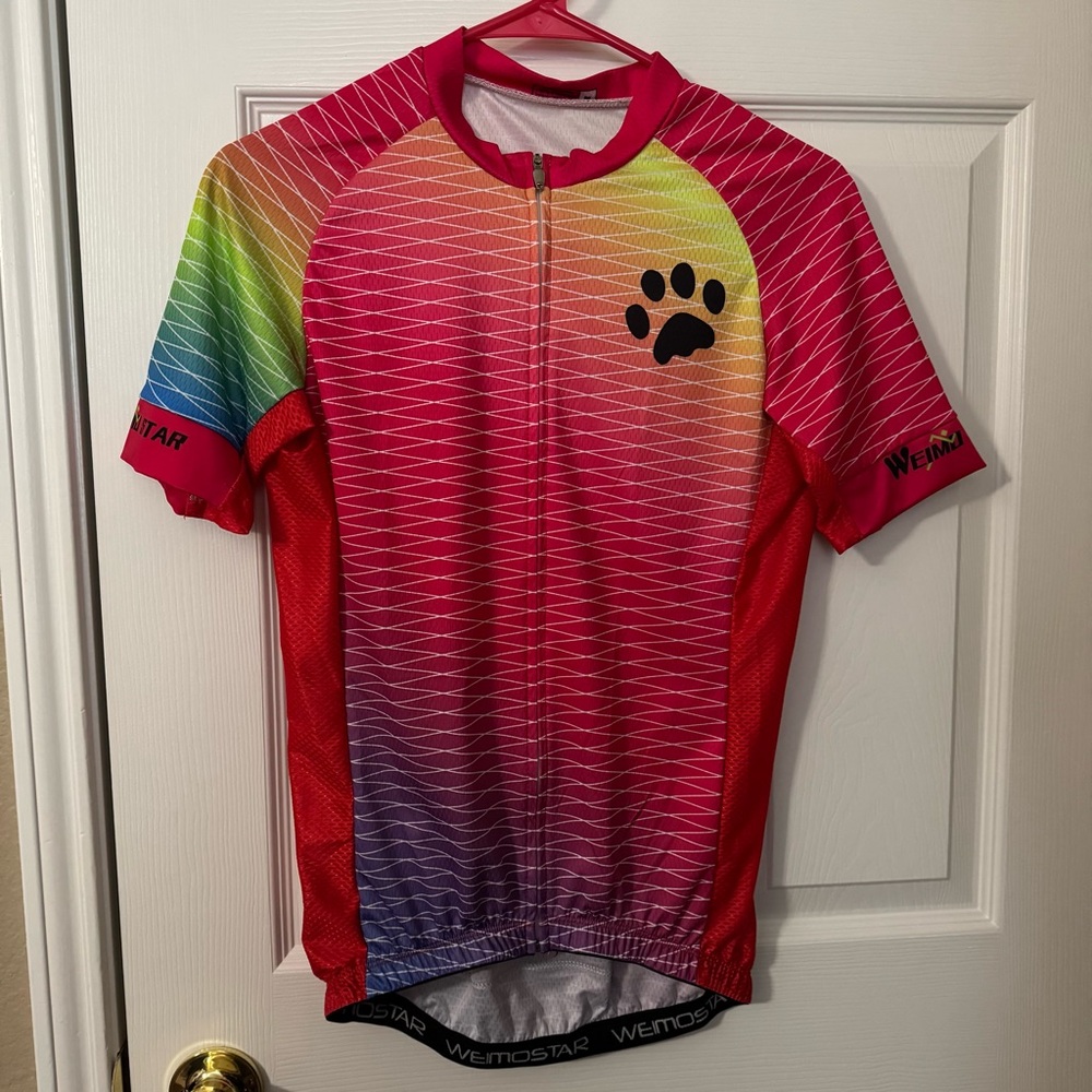Weimostar Women's Rainbow Gradient Cycling Jersey - Pink